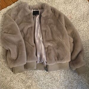 Barely used. Banana Republic Taupe/greyFaux Fur Jacket